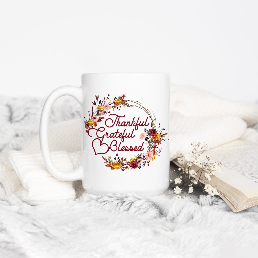 Thankful Grateful Blessed Mug - Loftipop