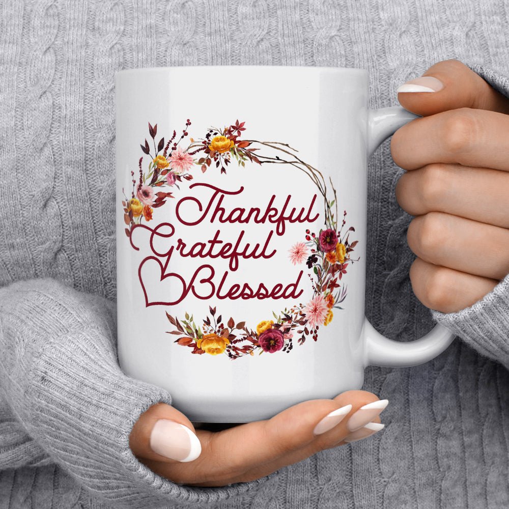 Thankful Grateful Blessed Mug - Loftipop