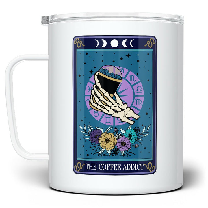 The Coffee Addict Tarot Card Insulated Travel Mug - Loftipop