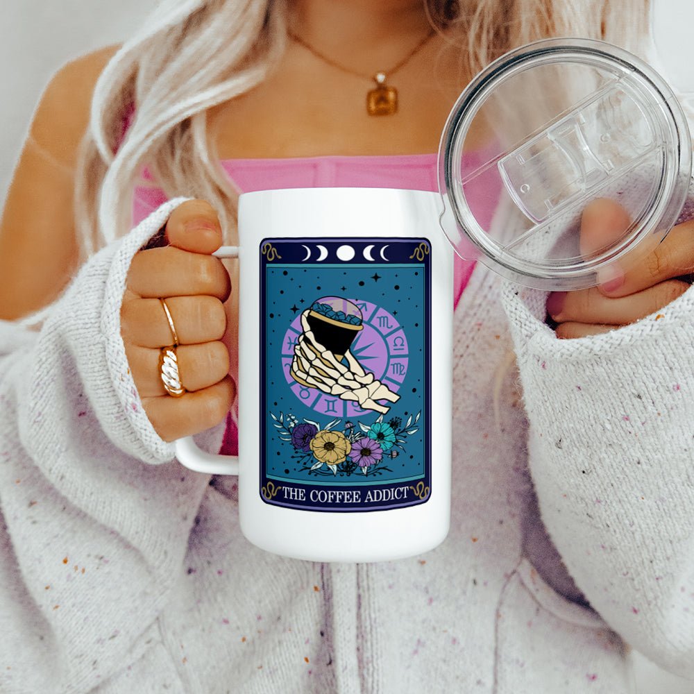 The Coffee Addict Tarot Card Insulated Travel Mug - Loftipop