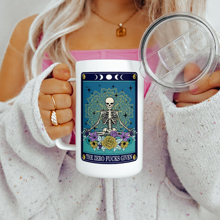 The Zero Fucks Tarot Card Insulated Travel Mug - Loftipop